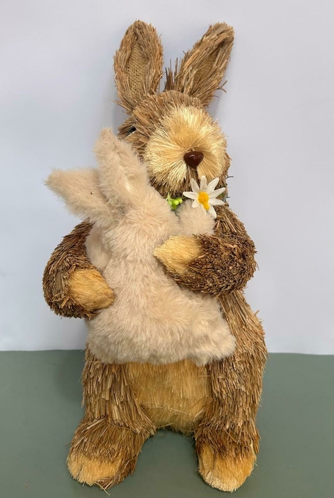 Coelho rústico com filhote pelúcia 34cm Cód. CO434 - comprar online