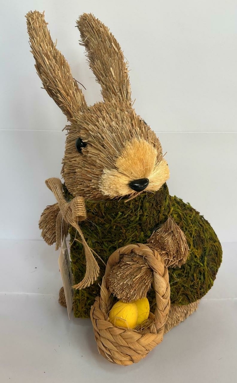 Coelho rústico de palha com cesto 30cm Cód. CO500 - comprar online