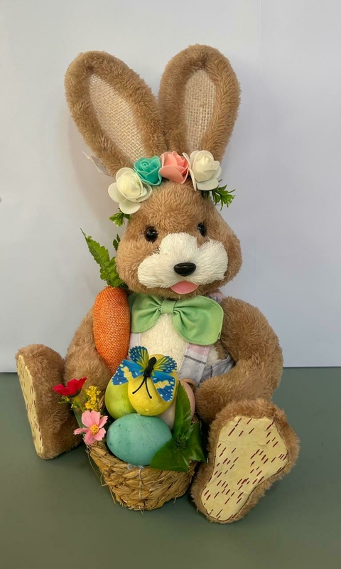 Coelha sentada com cesto 40cm Cód. CO708 - comprar online