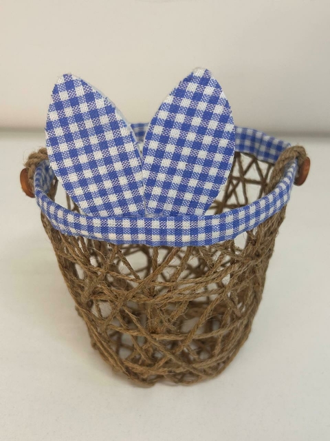 Cesta barbante com orelhas xadrez 16cm Cód.CP012P - comprar online