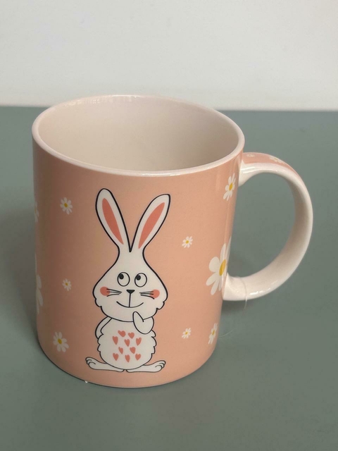 Caneca de louça rosé com coelhinho Cód. MP018P - comprar online