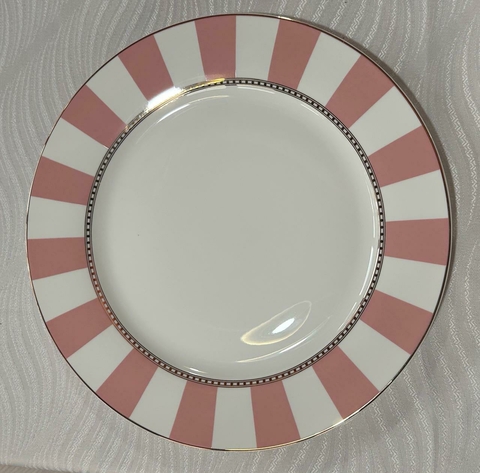 Kit com 6 pratos rasos branco e rosa Cód. MP131 - comprar online