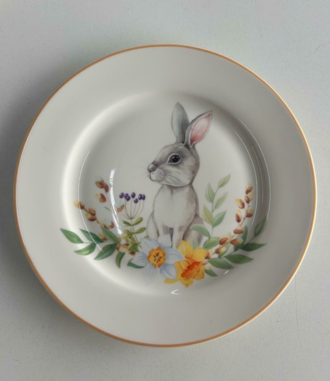 Kit com 6 pratos de sobremesa coelho e flores Cód. MP172 - comprar online