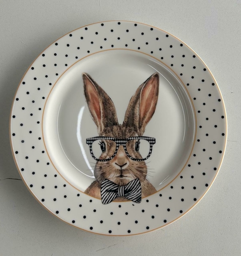 Kit com 6 pratos de sobremesa com coelho e poá Cód. MP478 - comprar online