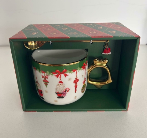 Caneca Noel com colher 15cm Cód. MP666 - comprar online