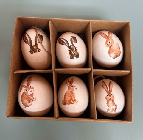 Pendente ovo cx com 6 unid branco e marrom Cód. OV543 - comprar online