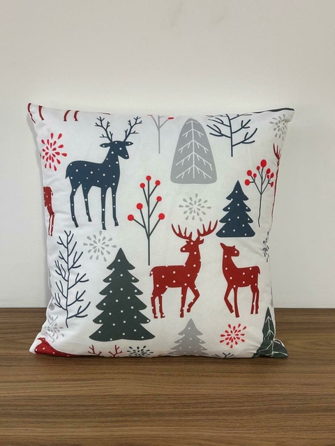 Capa de almofada Rena e árvore 45x45cm Cód. TC339 - comprar online