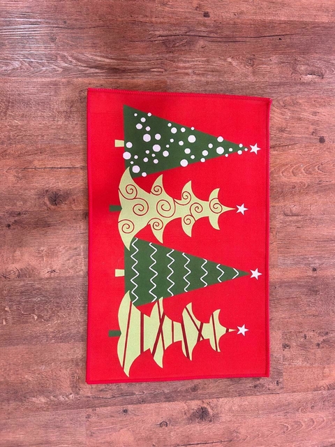 Capacho vermelho com árvores 80x50cm Cód. TP048 - comprar online