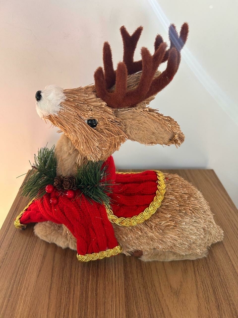 Rena cachecol verm deitada 28cm Cód. BC2443