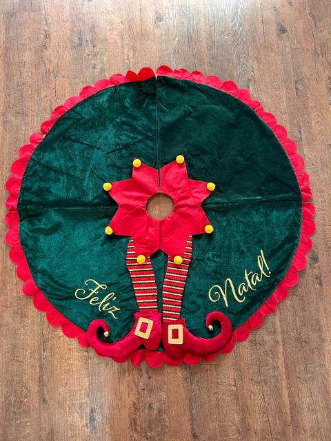 Saia verde e vermelha pernas de duende 120cm Cód. SA022