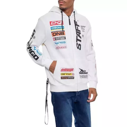 Moletom Masculino Onbongo Staff Com Zíper - BRANCO