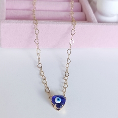 Choker mini corações com coração olho grego - dourado - REF388