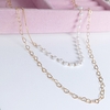 Colar duplo folheado a ouro 18k pérolas e mini corações - REF378