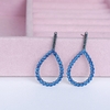 Brincos médio bijuteria com strass azul - REF377