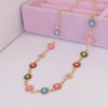 REF 414 - Choker folheado a ouro florzinhas esmaltadas coloridas