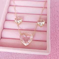 Cód 439 - Conjunto folheado a ouro coração cristal