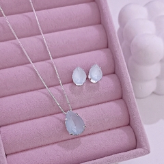 Conjunto gota folheado a prata 925 - cód 465