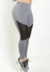 Calça Legging Cinza com Preto cintura Alta Assimétrica com Detalhe em Tulê | REF: FDR10 - TopForma