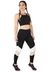 Academia Cropped Preto + Calça Fitness Preto Com Faixas Rosê e Branco Conjunto Fitness | REF: LX061 - TopForma