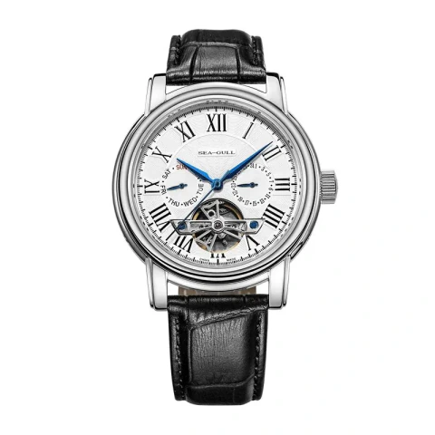 Relógio Automático Seagull Masculino 819.622 Pulseira Couro Aço Inox