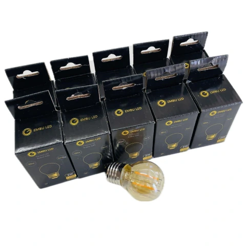 KIT 10 LAMPADAS VINTAGE LED 2W 2500K BIVOLT E27 G45 EMBULED 60743