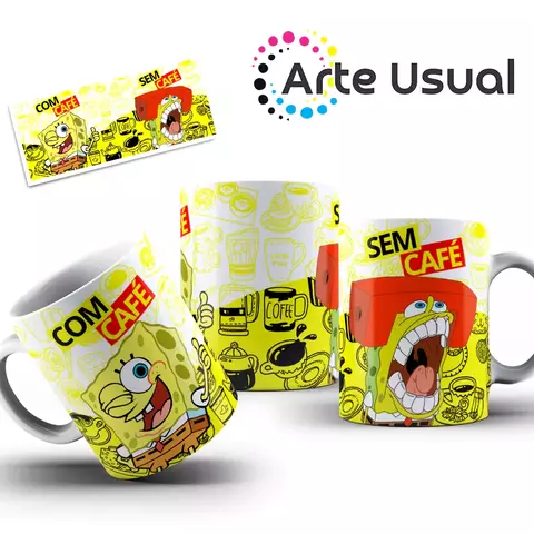 Caneca com e sem café Bob Esponja