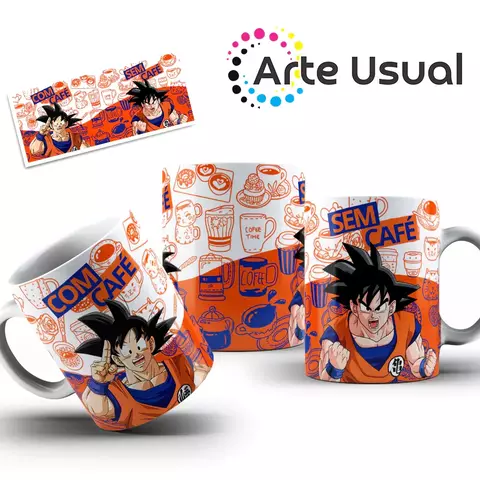 Caneca com e sem café Goku