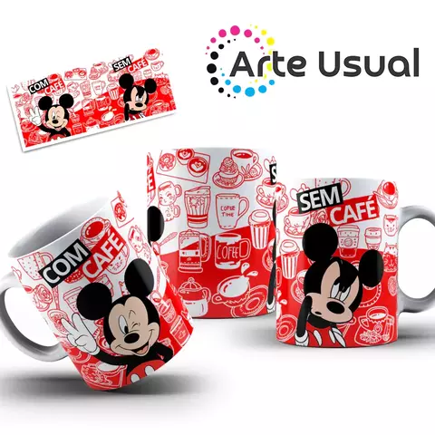 Caneca com e sem café Mickey