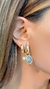 Brinco Argola com Estrelas de Cristal London Blue e Zircônias Brancas - Banho de Ouro 18k - comprar online
