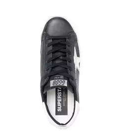 Golden Goose Super-star Negro Talón Blanco (Parche Estrella Blanco) - tienda en línea