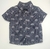 Camisa Social Infantil Realeza Azul Marinho Corôas Brancas Novo - comprar online