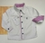 Camisa Social Branca detalhes arabesco Rosa e Azul infantil Novo