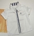 Camisa Branca com Listras Azul Jeans Catar Infantil Novo