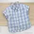 Camisa Xadrez Azul bebê e Branco com Gravata Bege Infantil Novo