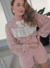 Camisa Renda Rosa Manga Longa