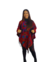 Poncho Feminino Indiano com Capuz e Estampa Étnica