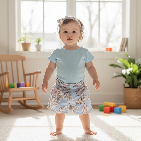 Conjunto Body con Moño + Short + Vincha Talle 4 ( 4 a 5 meses) - comprar online