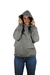 Buzo Canguro / Hoodie Gris Melange Liso de Frisa con Capucha Mujer