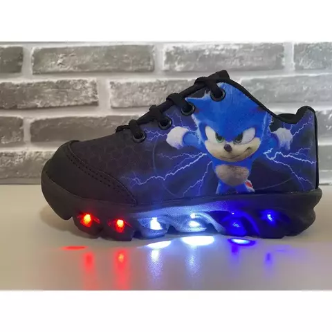 Tênis Infantil LED SONIC de Menino Com Led Luzinha Personagem
