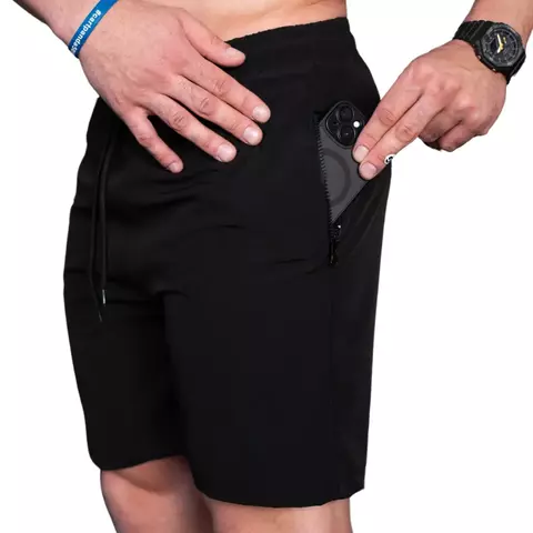 Bermuda masculina academia tactel com elastano bolso com zíper - comprar online