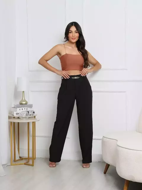 Calça Alfaiataria Pantalona com Duas Pences