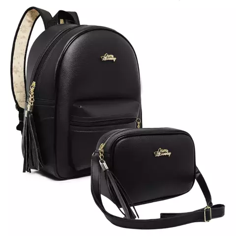 kit mochila + bolsa pequena alça transversal