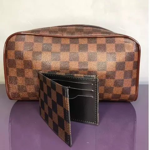 Necessaire Multifuncional + Carteira Slim Kit 2 Peças Unissex