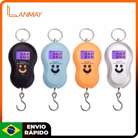 Balança Portátil Digital De Mão/Bolso/Mala Peixe Para Cozinha Aguenta Até 50