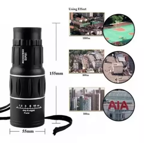 Telescópio Monocular Luneta, 16x52, 66m, 8000m, Le-2048