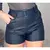 Short de Couro Fake Tecido Cirre Shorts Preto Com Cinto de Fivela Shortinhos - loja online