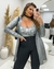 Cardigan com cropped metalizado Maria Francia