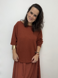 Conjunto Blusa Tricot + Saia de Tricoline Telha - comprar online