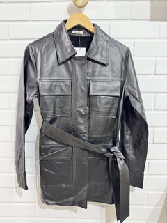 Trench Coat Couro Preto