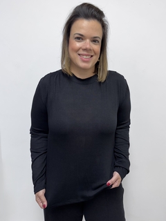 Blusa Francesca manga longa Preto - comprar online